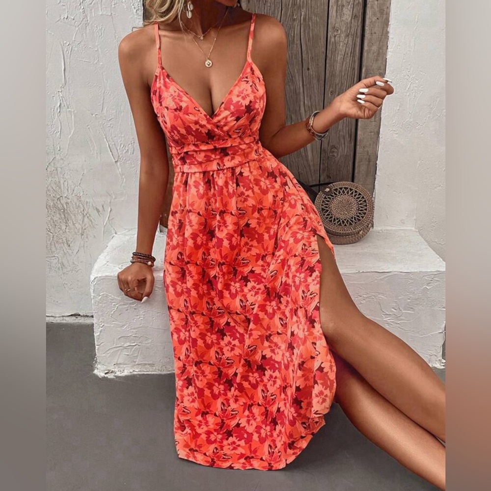 SHEIN Orange Floral Dress